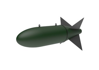 Fototapeta premium Aerial Bomb on white background. 3d illustration