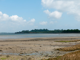 Beautiful harbour landscape scene outside summer bar coast