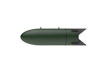 Fototapeta premium Aerial Bomb on white background. 3d illustration