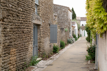 Fototapeta na wymiar street in Saint Martin de Re village situated on Ile de Re France