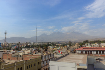 Fototapeta premium view over arequipa and the tree vulcanos, peru
