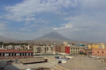 view over arequipa and the tree vulcanos, peru