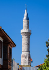Whitewash minaret mosque. Repair of the construction of the cult of Islam.