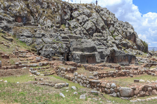 inca ruins overlooking the city of cusco, peru