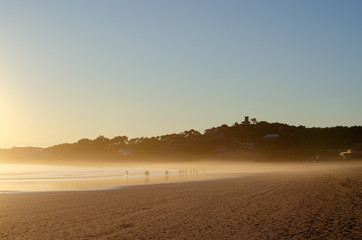 View of the landscape at sunset in A Lanzada beach, O Grove, Galicia.