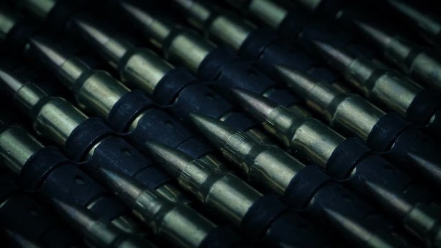 Passing Rows Of Rifle Ammo