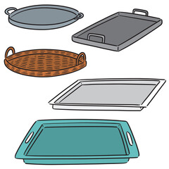 vector set of tray