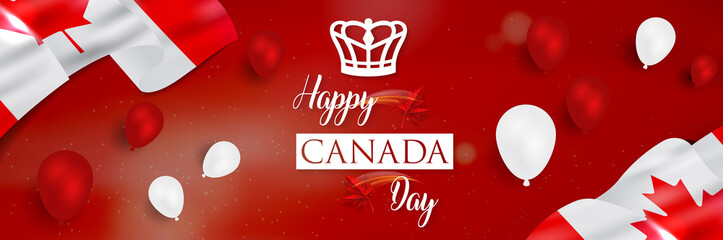 Celebrate banner of the national day of Canada. Happy independence day card of Canada. Happy Canada day greeting card poster.