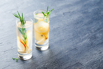 Summer drinks, rosemary pear cocktails.