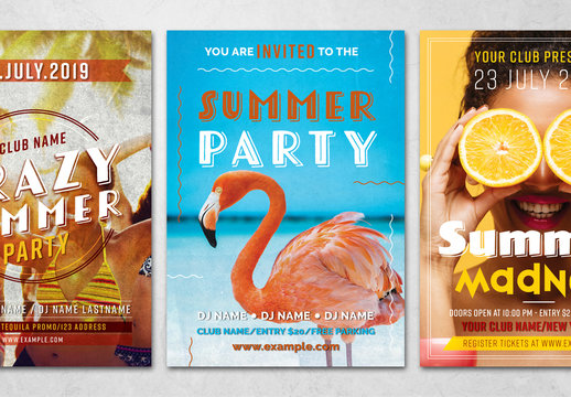 Summer Party Flyer Layout with Photo Background