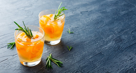 Summer drinks, rosemary aprcot cocktails.