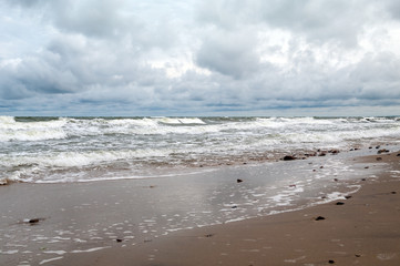 Storm on the northern coast of the Sambia Peninsula, Zelenogradsk, Kaliningrad region, Russian Federation