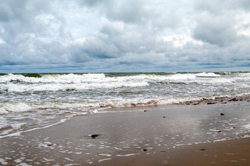 Storm on the northern coast of the Sambia Peninsula, Zelenogradsk, Kaliningrad region, Russian...