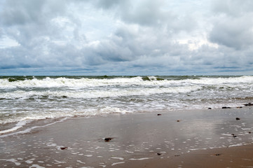 Storm on the northern coast of the Sambia Peninsula, Zelenogradsk, Kaliningrad region, Russian...