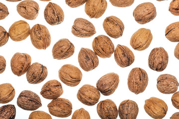 Texture with nuts. Isolated on white background.