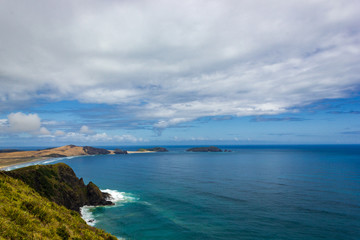 Fototapeta na wymiar View of Cape Maria van Diamen and Te Werahi Beach by Cape Reinga, North Island of New Zealand