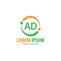 AD Letter Logo Design. Creative Modern AD Letters Icon Illustration