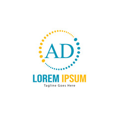 AD Letter Logo Design. Creative Modern AD Letters Icon Illustration