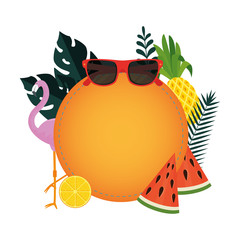 summer circular frame with sunglasses and flemish