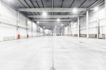 Interior of empty warehouse.