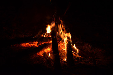 fire in the fireplace camping holiday camp