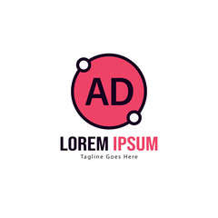 AD Letter Logo Design. Creative Modern AD Letters Icon Illustration