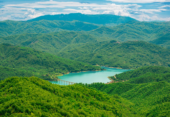 Cicolano (Italy) - The green mountain area of Salto Lake, Lazio region province of Rieti, with the...