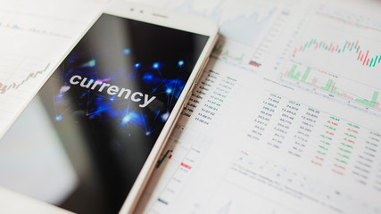 Trading on the currency exchange, concept. Reports and statistics, volatility of currency.
