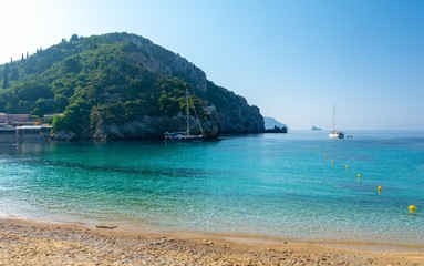 Fototapeta na wymiar beautiful beach in Paleokastritsa on Corfu island, Greece