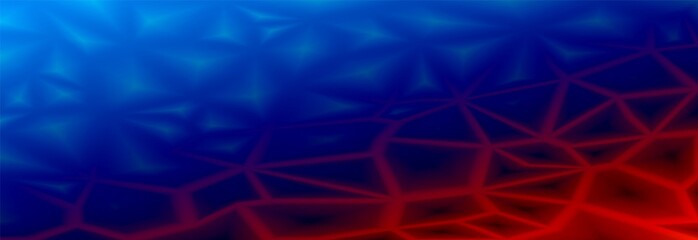 Colorful abstract geometric background with triangular polygonal polygons. From ice blue to fire red. Smooth transition. Cracks.