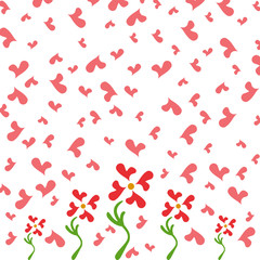Lovefully fragrant flowers . Illustration lovingly flowers with hearts on a white background
