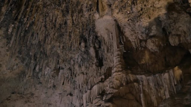panning over the roof of a dripstone cave in nerja spain