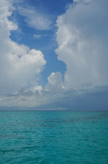 Naklejka na ściany i meble Blue Caribbean sea at Isla Mujeres in Quintana Roo, Mexico