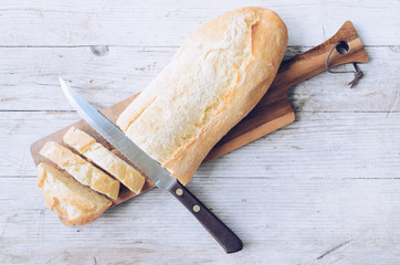 Fresh bread slice cutting knife