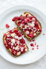 Homemade chia seeds jam toasts