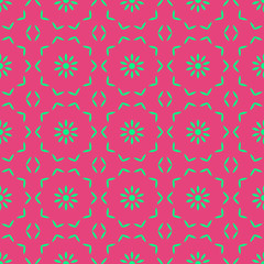 Beauty spring simple pattern with green and pink ornament