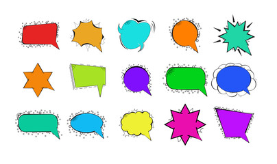 Set of cartoon speech bubbles on White background. Vector Illustration