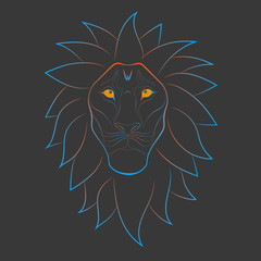 The head of a multicolored lion. Vector illustration