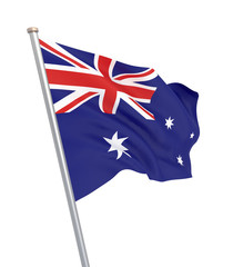 Fototapeta premium Australia flag blowing in the wind. Background texture. 3d rendering, waving flag. - Illustratio