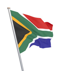 Flag of South Africa blowing in the wind. Background texture. 3d rendering; waving flag. – Illustration.