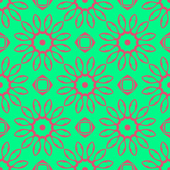 Floral green and pink beauty flat pattern