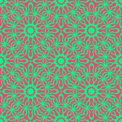 Pink and green retro pattern with geometric form