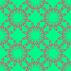 Pink and green retro pattern with geometric form