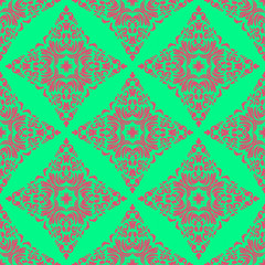 Pink and green retro pattern with geometric form