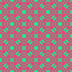 Pink and green retro pattern with geometric form