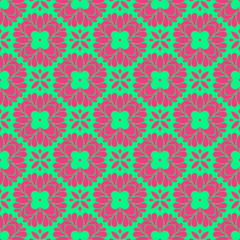 Pink and green retro pattern with geometric form