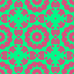 Pink and green retro pattern with geometric form