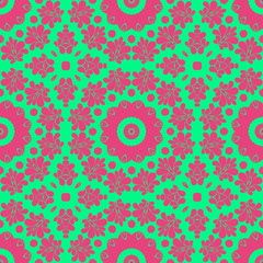 Pink and green retro pattern with geometric form