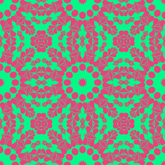 Pink and green retro pattern with geometric form