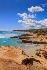 Typical coastline of Salento: view of Conca Specchiulla beach ( Apulia,ITALY). From Torre Dell'Orso and Otranto near the high rocky coast, it's characterized by small sandy coves and dunes.